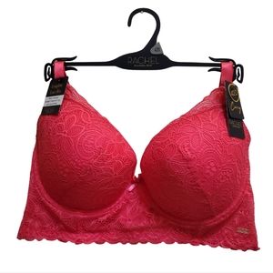 NWT Rachel Rachel Roy Longline Lace Bra Curvy Demi Sexy Barbie Pink Size 42D